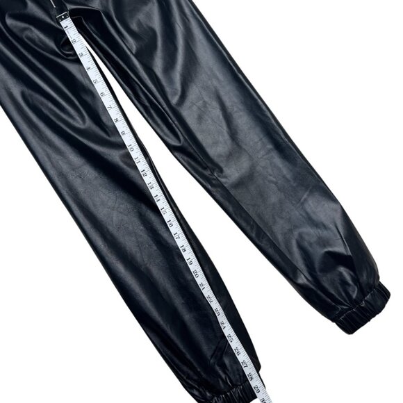 MISSGUIDED VEGAN LEATHER JOGGERS BLACK FIERCE HOLLYWOOD SZ 4 - Picture 6 of 8